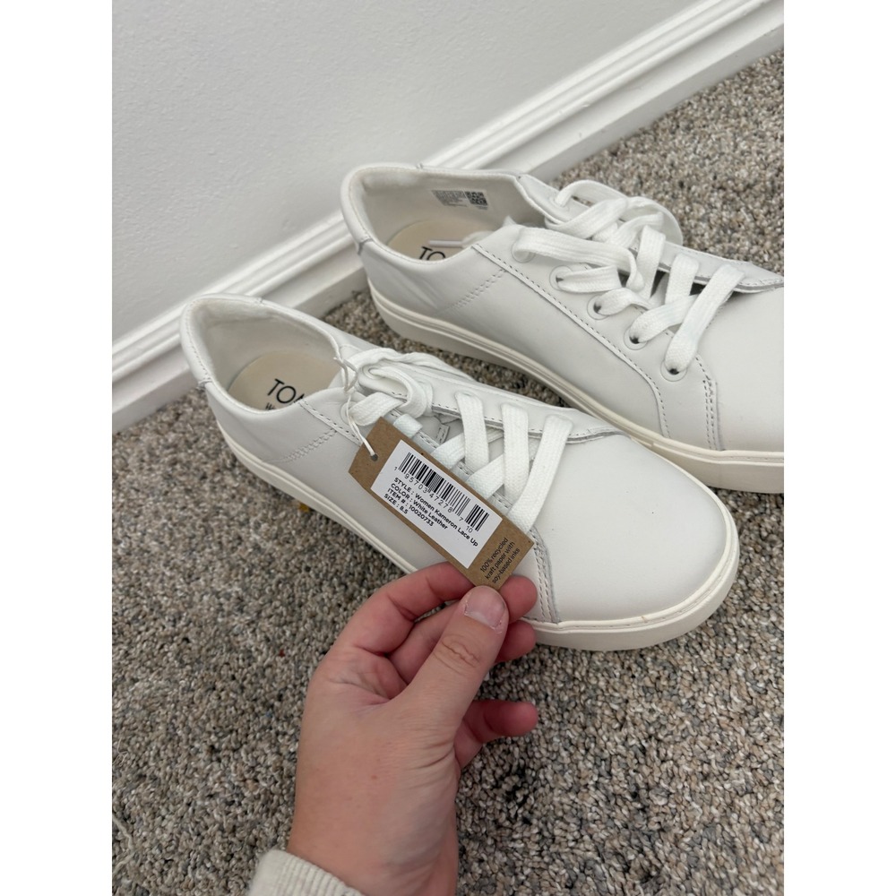 TOMS Kameron Lace-Up Sneakers – White Leather – Women's 8.5 – NWT (No Box) - Picture 3 of 8